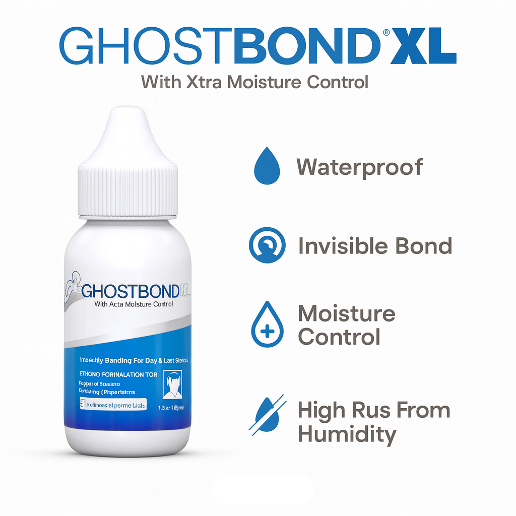 Ghostbond XL bottle with features listed on a white background