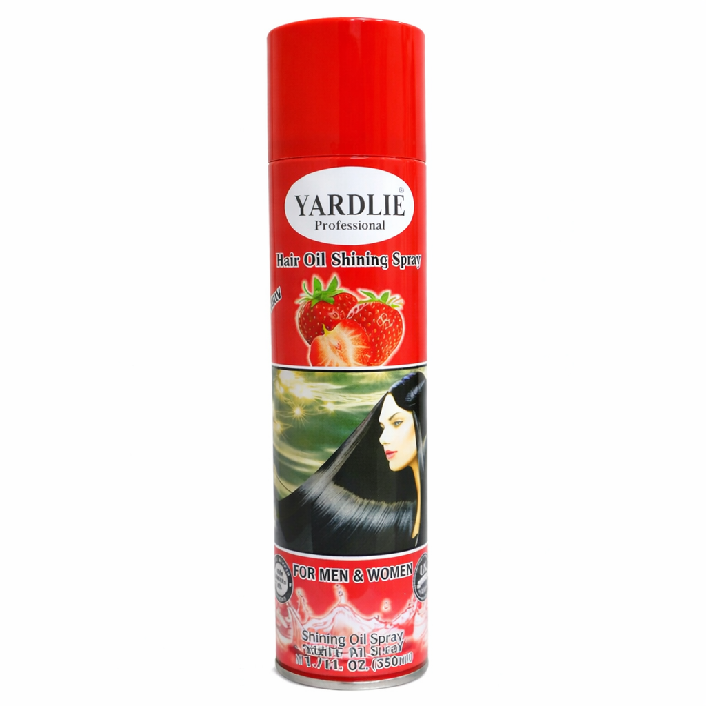 Yardlie hair oil shining spray can on a white background