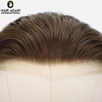 Q6 French lace hair patch premium Korean hair system for men