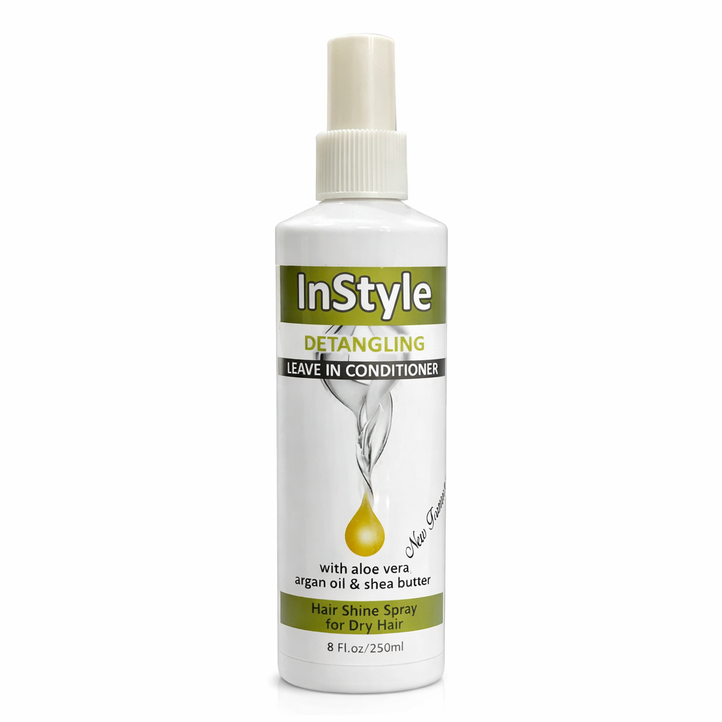 InStyle detangling leave-in conditioner bottle on a white background