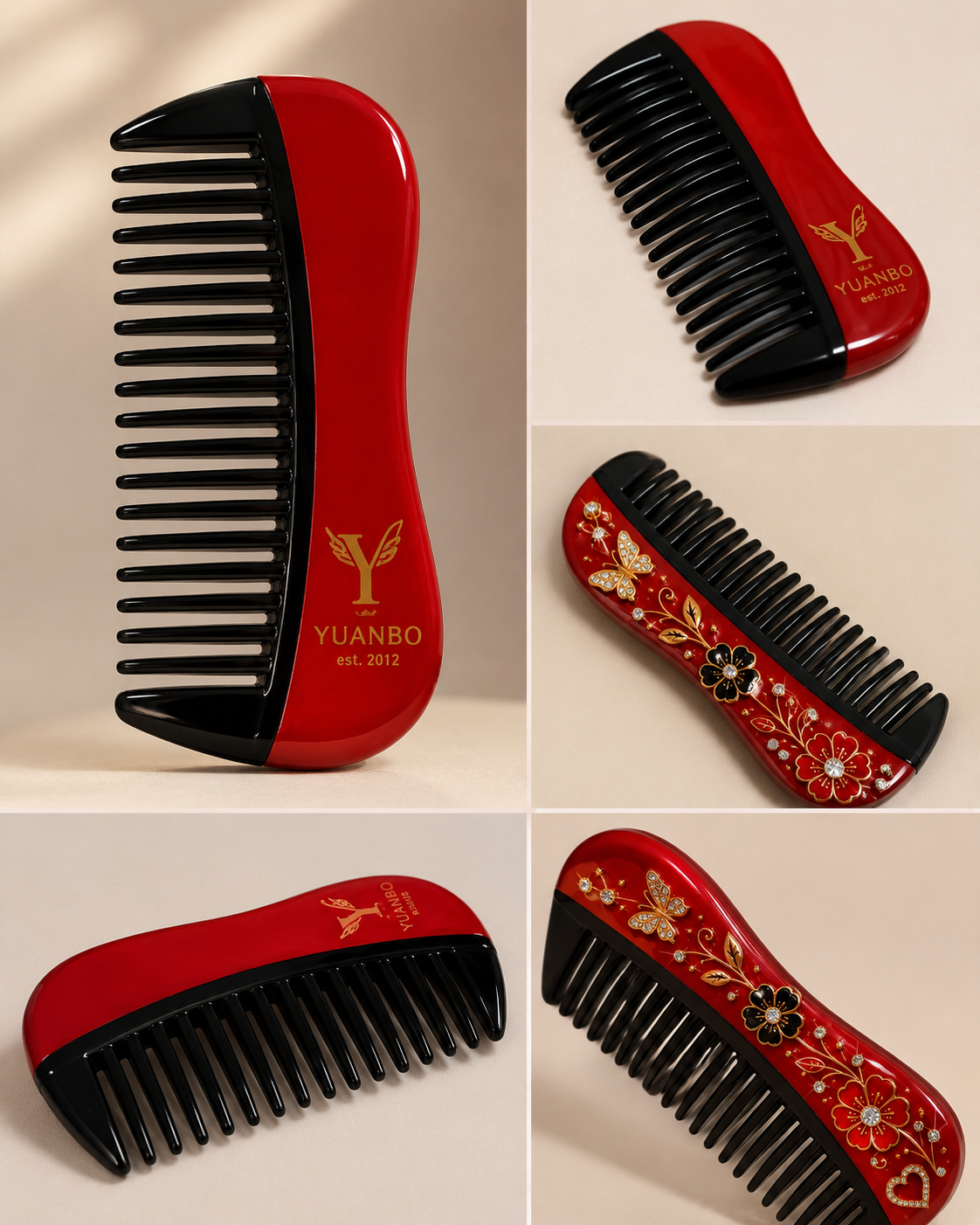 Premium Red and Black Wide Tooth Hair Comb