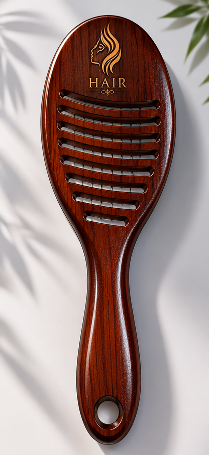 Hair Again Premium Wooden Vent Hair Brush top view